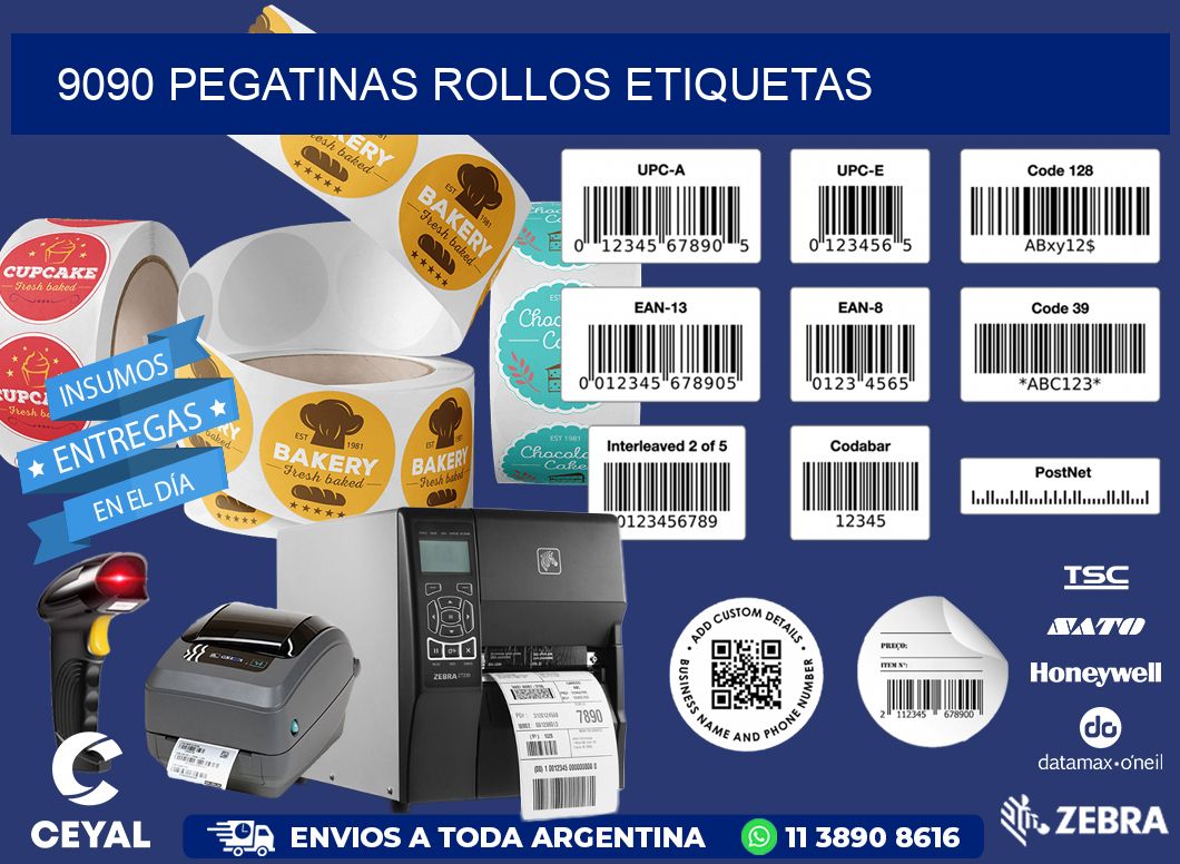 9090 Pegatinas rollos etiquetas