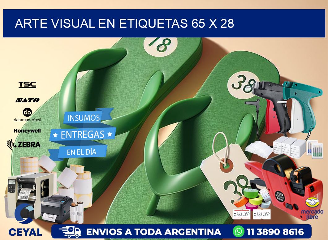 Arte visual en etiquetas 65 x 28