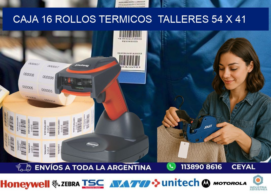 CAJA 16 ROLLOS TERMICOS  TALLERES 54 x 41