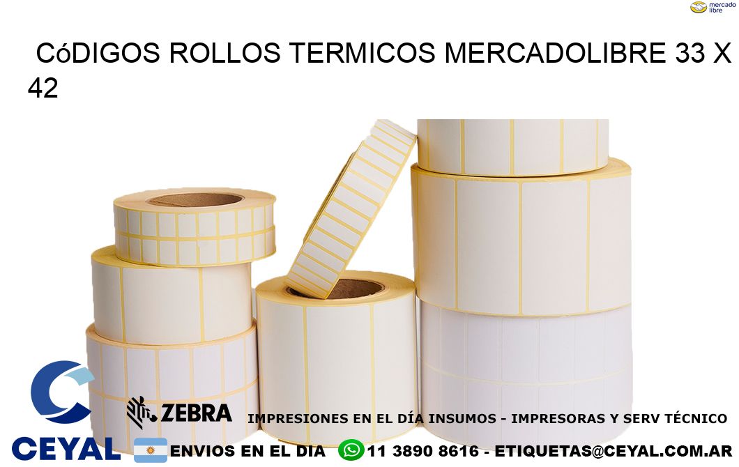 Códigos ROLLOS TERMICOS MERCADOLIBRE 33 x 42
