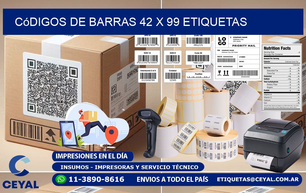 Códigos de Barras 42 x 99 etiquetas