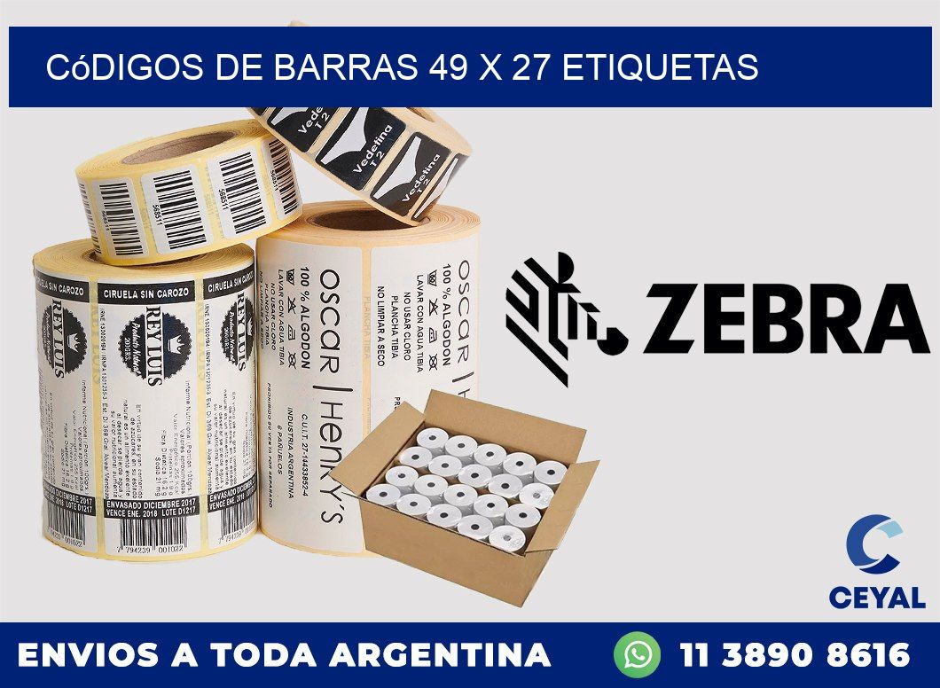 Códigos de Barras 49 x 27 etiquetas