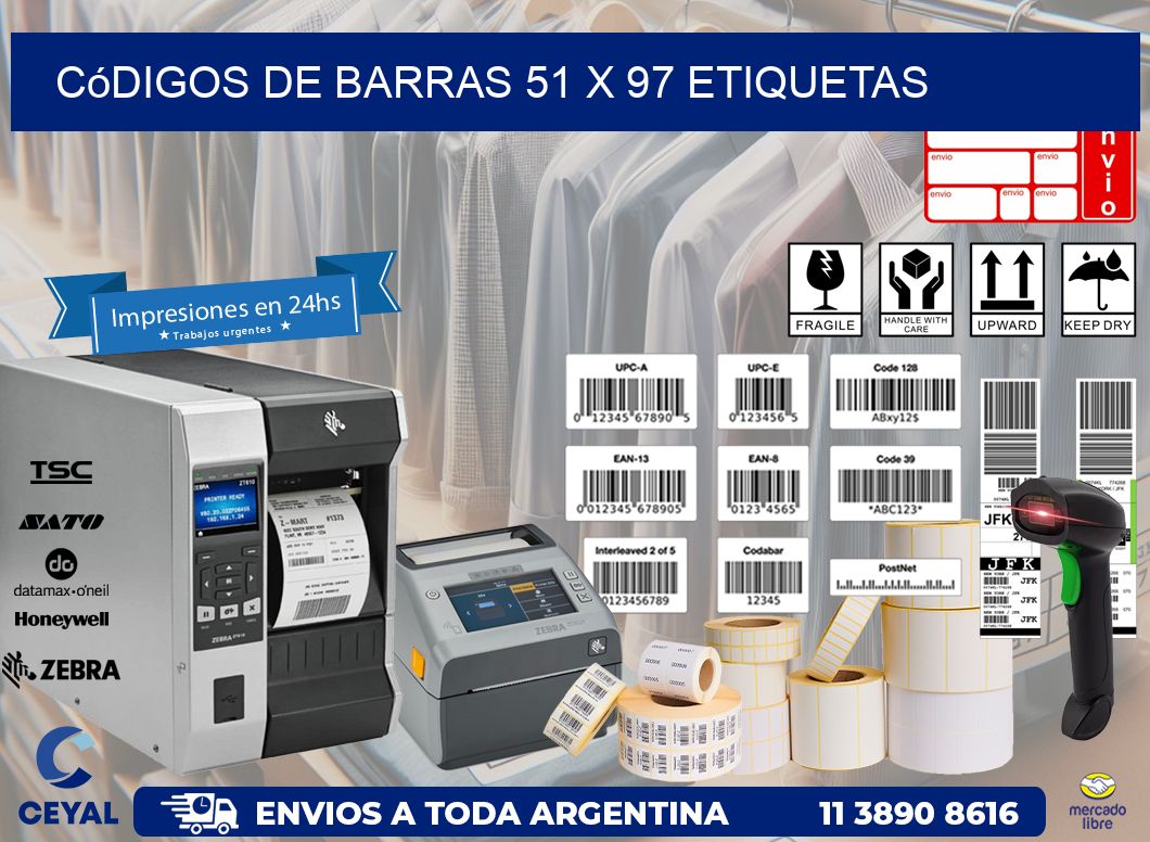 Códigos de Barras 51 x 97 etiquetas