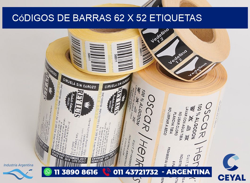 Códigos de Barras 62 x 52 etiquetas
