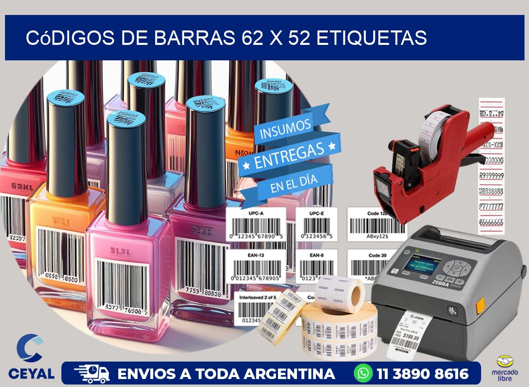 Códigos de Barras 62 x 52 etiquetas