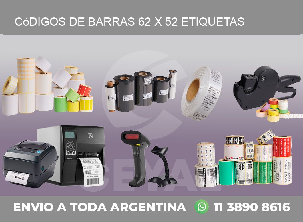 Códigos de Barras 62 x 52 etiquetas
