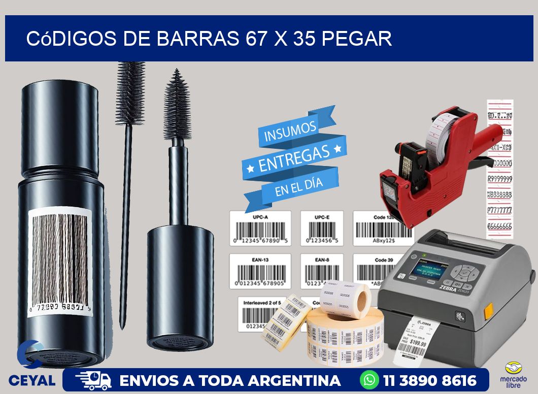 Códigos de Barras 67 x 35 pegar