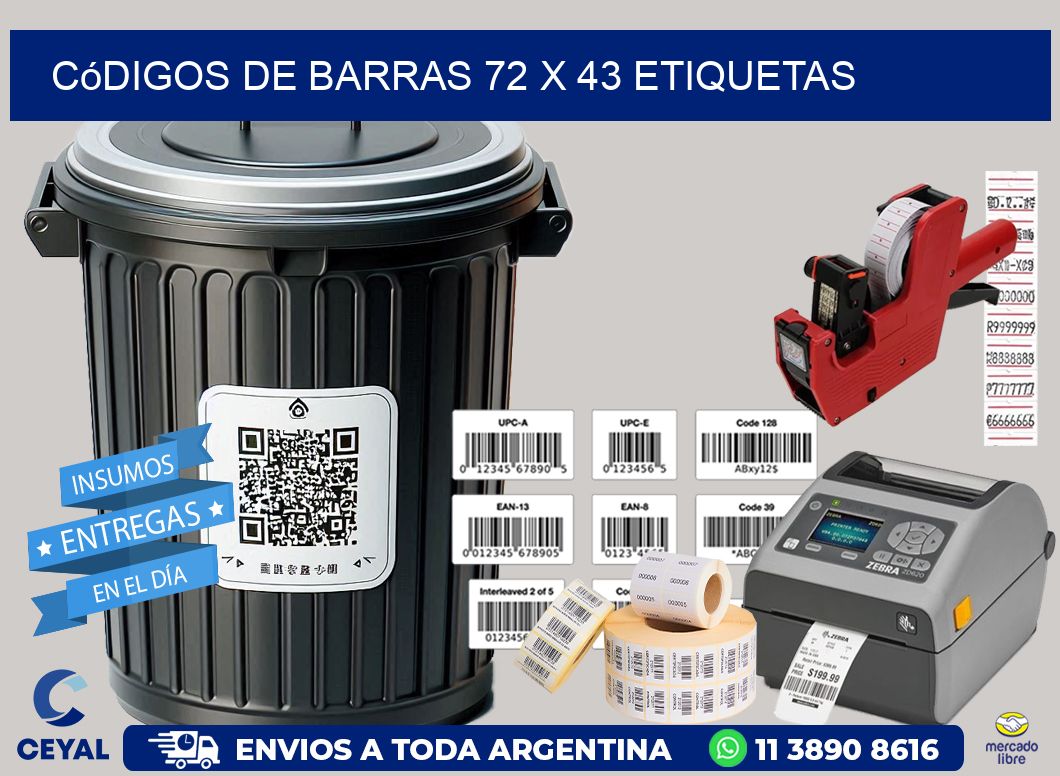 Códigos de Barras 72 x 43 etiquetas