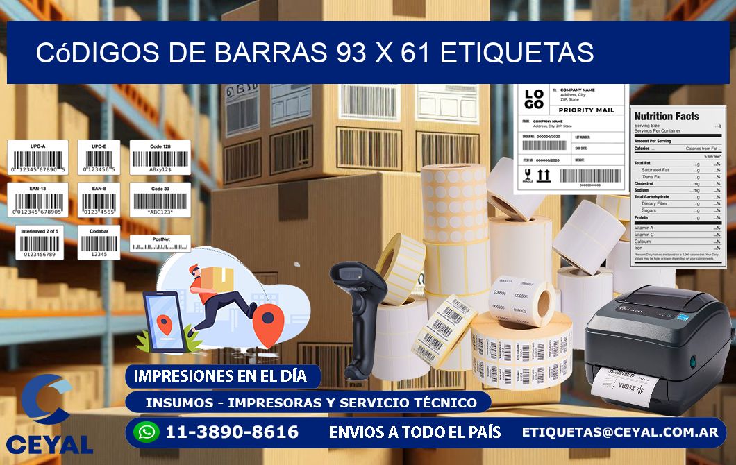 Códigos de Barras 93 x 61 etiquetas