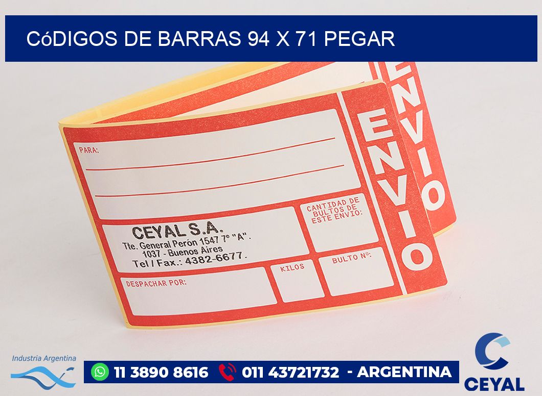 Códigos de Barras 94 x 71 pegar