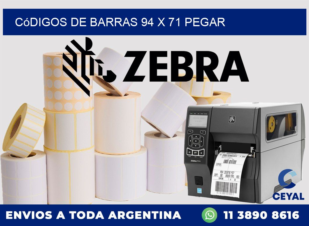 Códigos de Barras 94 x 71 pegar
