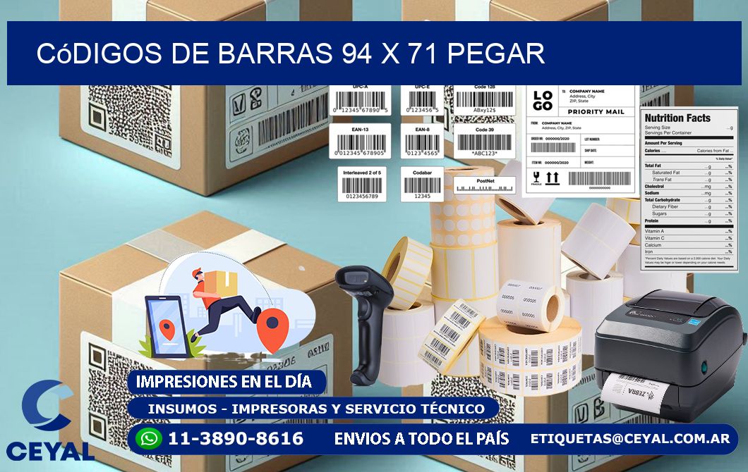 Códigos de Barras 94 x 71 pegar