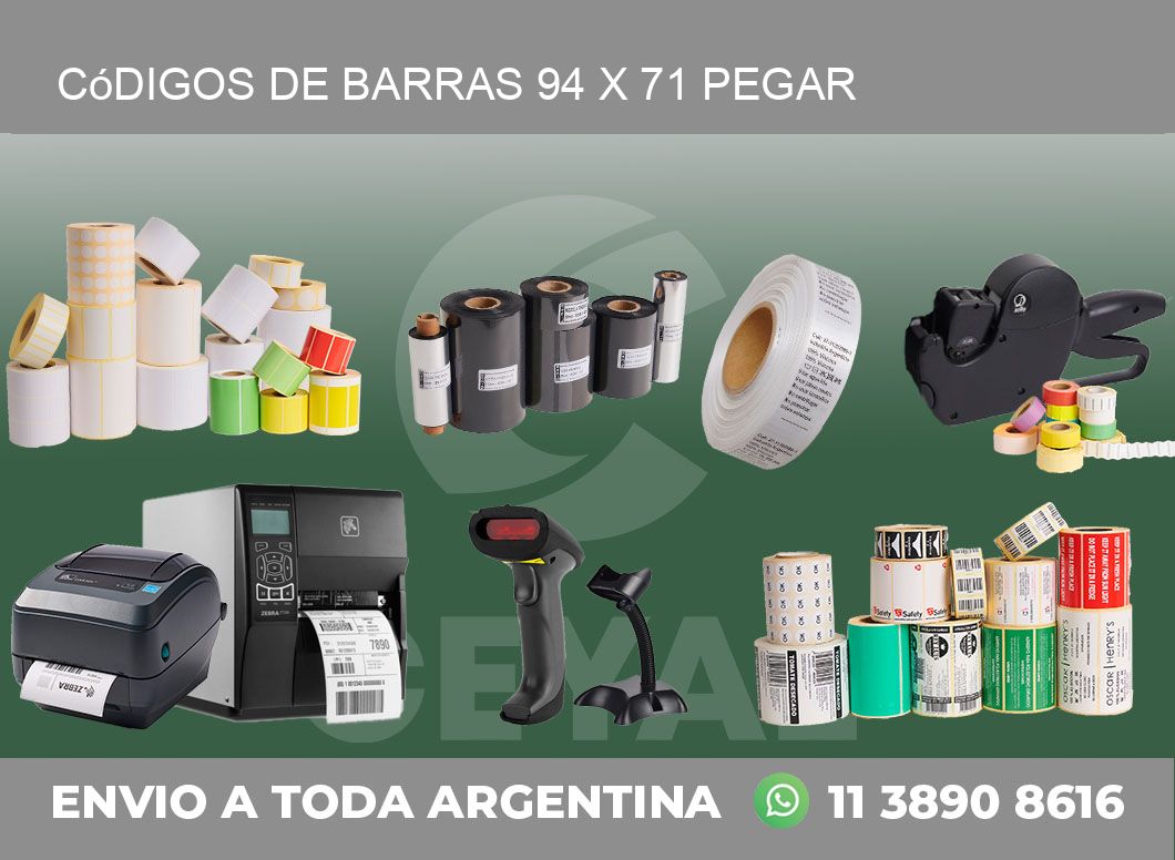 Códigos de Barras 94 x 71 pegar