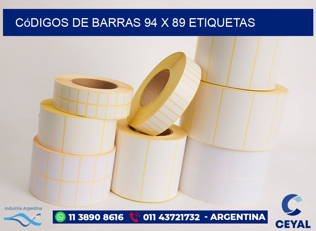 Códigos de Barras 94 x 89 etiquetas