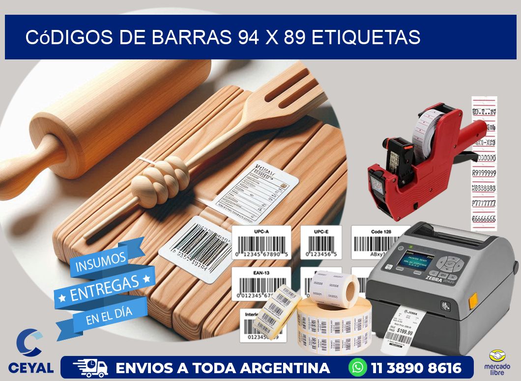 Códigos de Barras 94 x 89 etiquetas