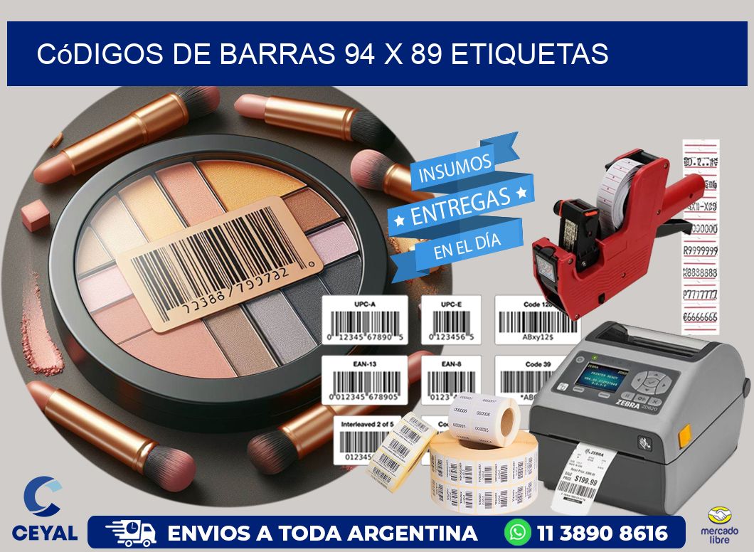 Códigos de Barras 94 x 89 etiquetas