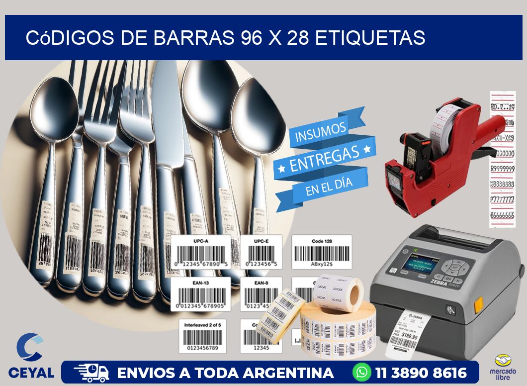 Códigos de Barras 96 x 28 etiquetas