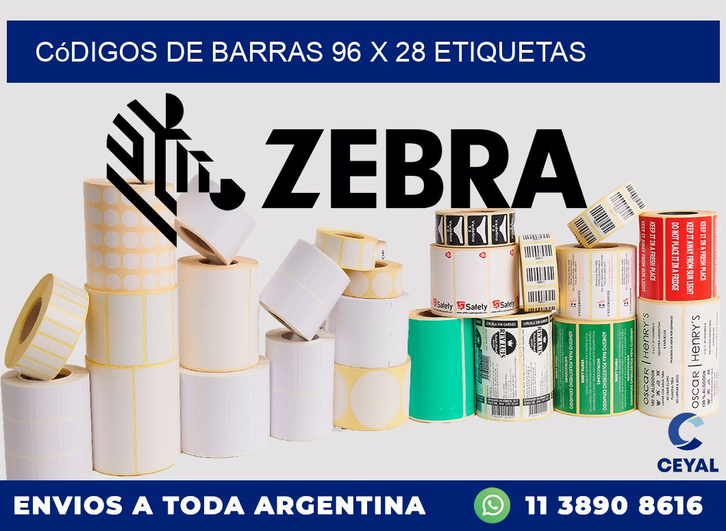 Códigos de Barras 96 x 28 etiquetas