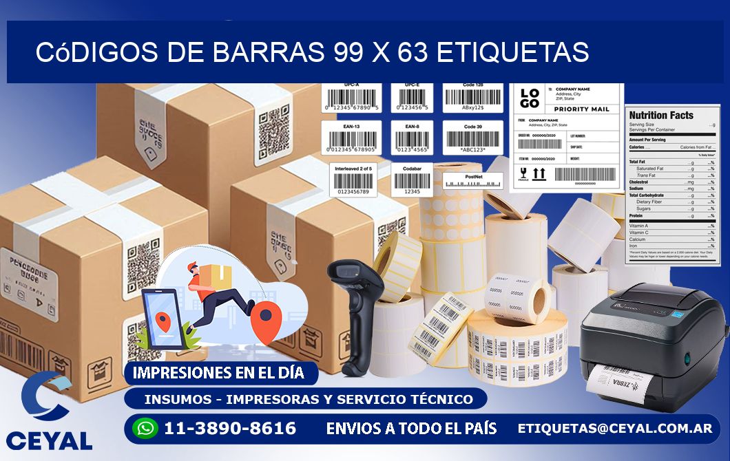 Códigos de Barras 99 x 63 etiquetas