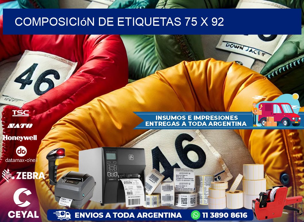 Composición de etiquetas 75 x 92