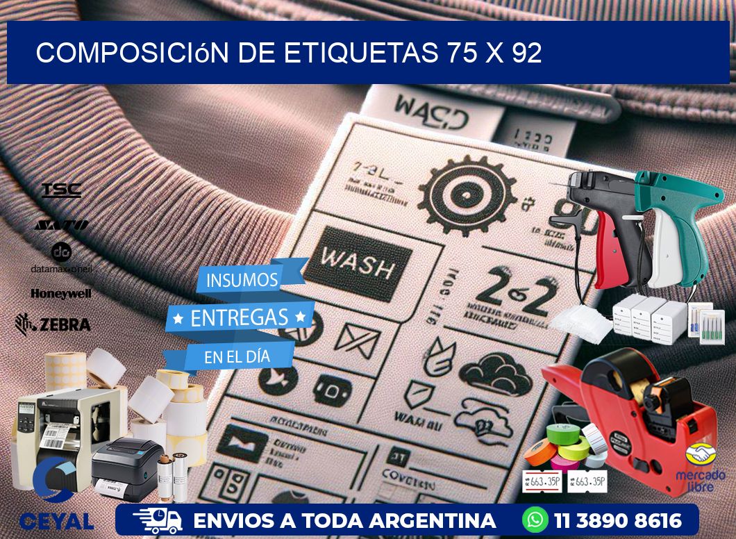 Composición de etiquetas 75 x 92