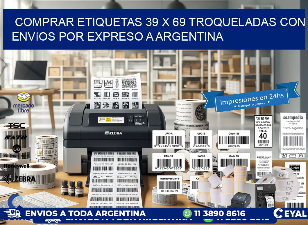 Comprar etiquetas 39 x 69 troqueladas con envíos por expreso a Argentina