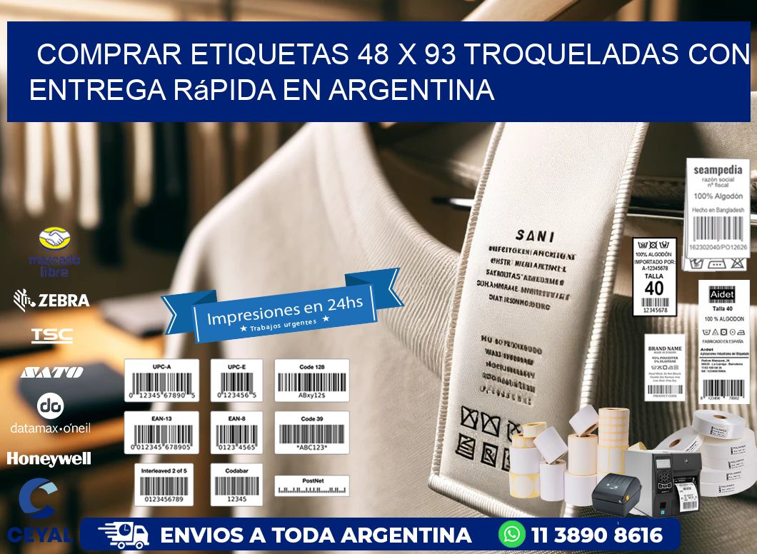 Comprar etiquetas 48 x 93 troqueladas con entrega rápida en Argentina