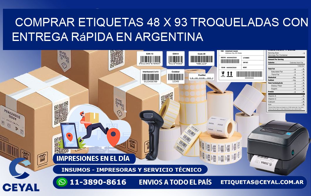 Comprar etiquetas 48 x 93 troqueladas con entrega rápida en Argentina