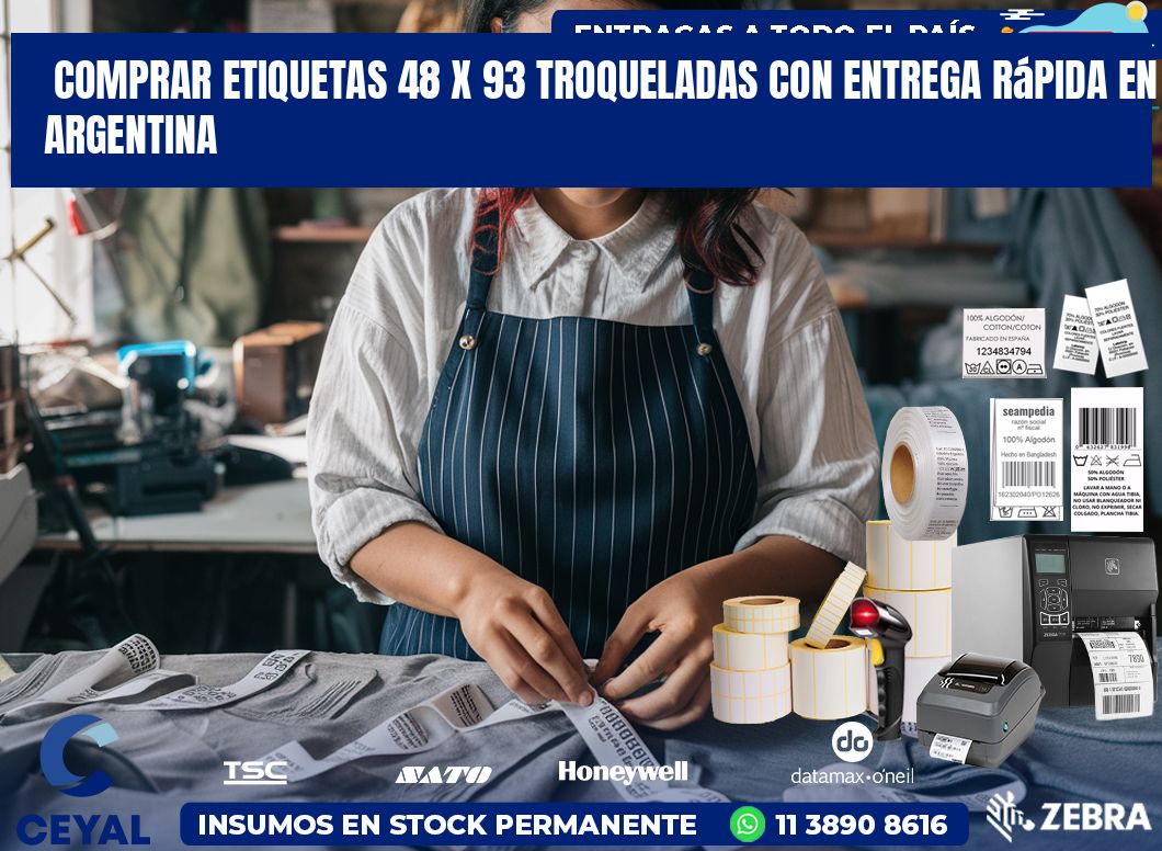 Comprar etiquetas 48 x 93 troqueladas con entrega rápida en Argentina