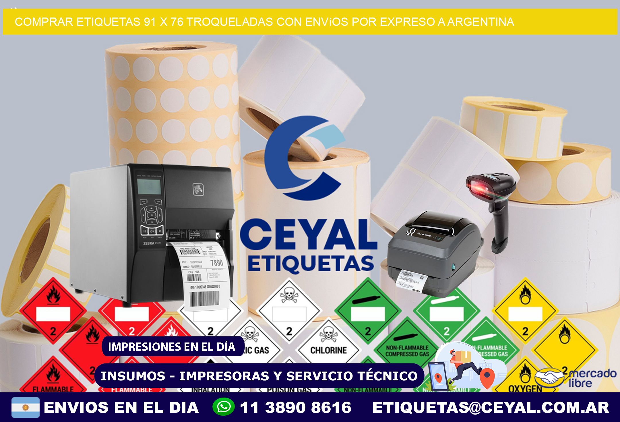 Comprar etiquetas 91 x 76 troqueladas con envíos por expreso a Argentina