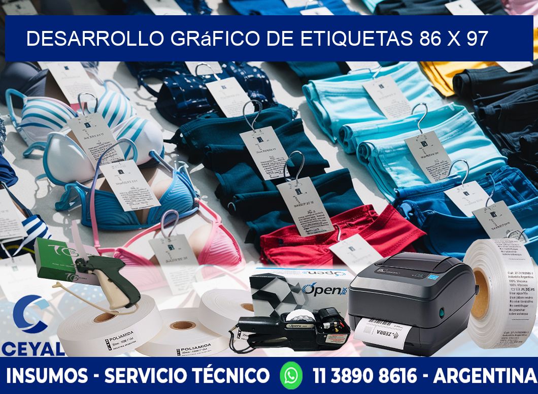 Desarrollo gráfico de etiquetas 86 x 97