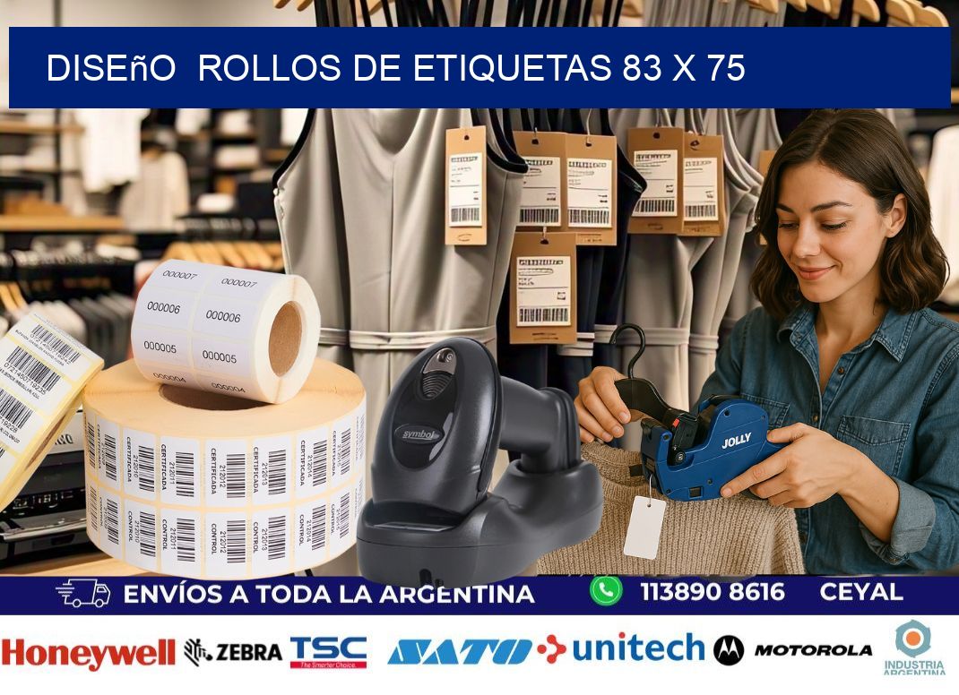 Diseño  ROLLOS DE ETIQUETAS 83 x 75