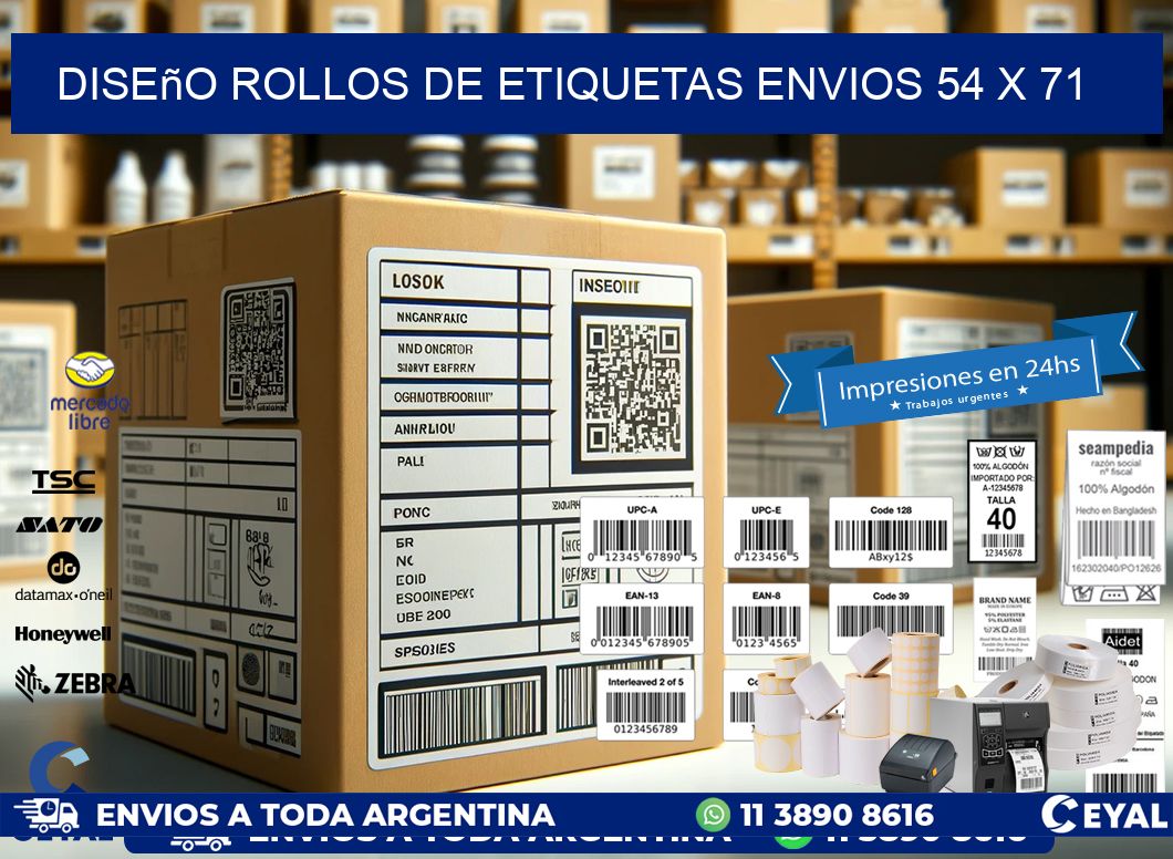Diseño ROLLOS DE ETIQUETAS ENVIOS 54 x 71