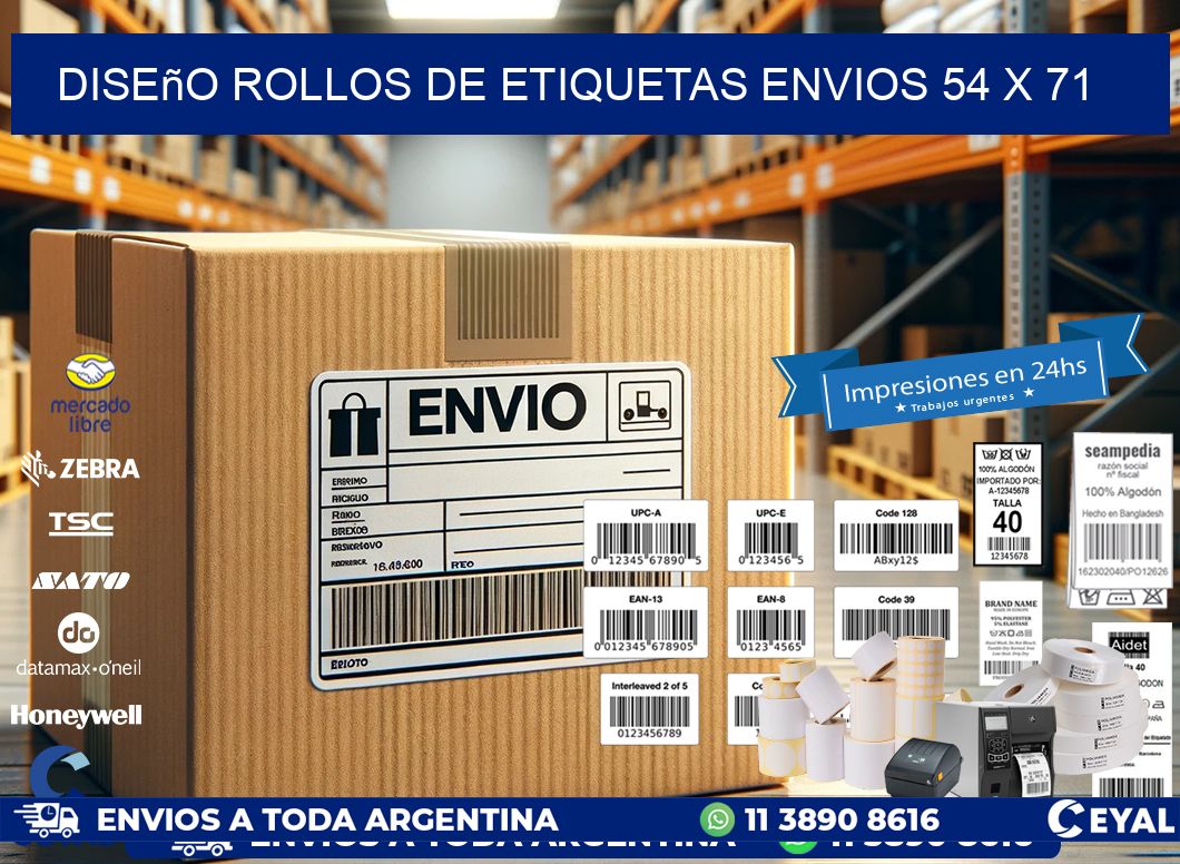 Diseño ROLLOS DE ETIQUETAS ENVIOS 54 x 71