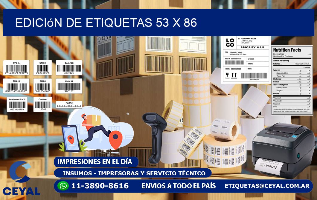 Edición de etiquetas 53 x 86