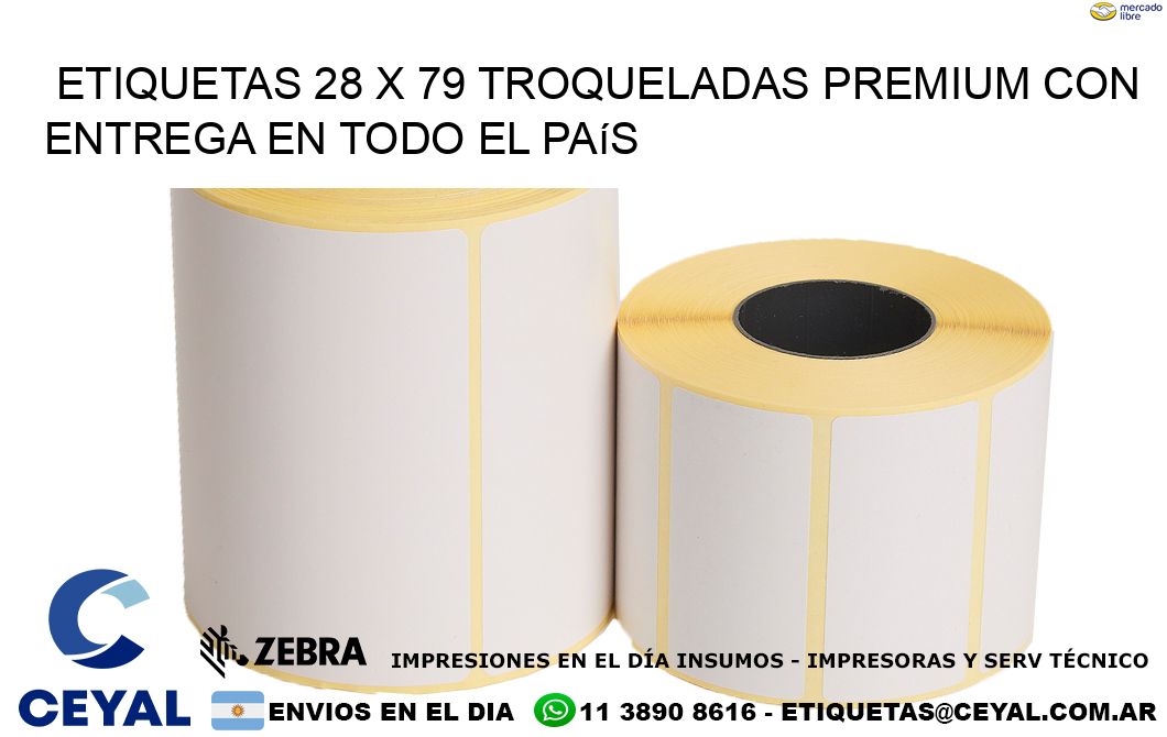 Etiquetas 28 x 79 troqueladas premium con entrega en todo el país