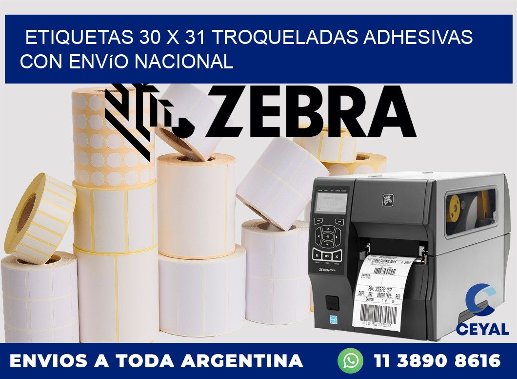 Etiquetas 30 x 31 troqueladas adhesivas con envío nacional