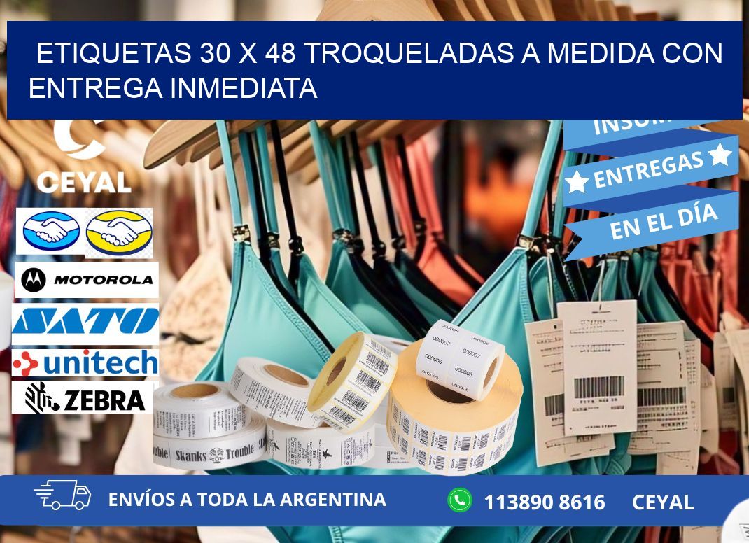 Etiquetas 30 x 48 troqueladas a medida con entrega inmediata