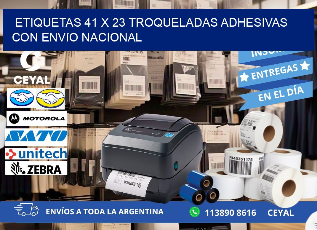 Etiquetas 41 x 23 troqueladas adhesivas con envío nacional