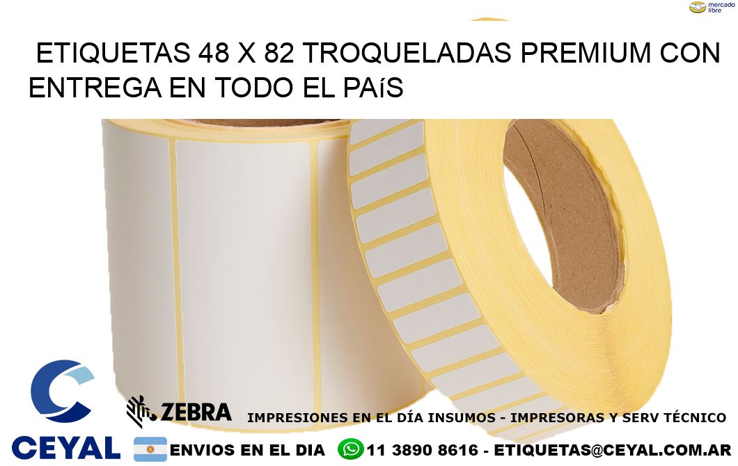 Etiquetas 48 x 82 troqueladas premium con entrega en todo el país