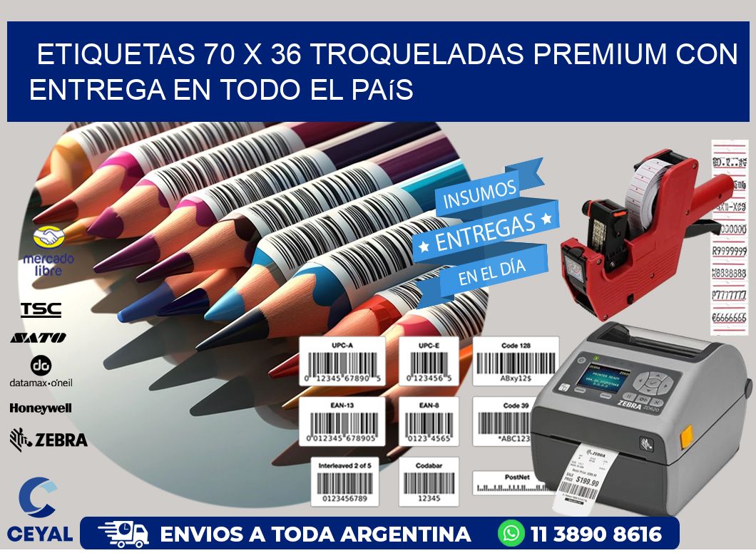 Etiquetas 70 x 36 troqueladas premium con entrega en todo el país