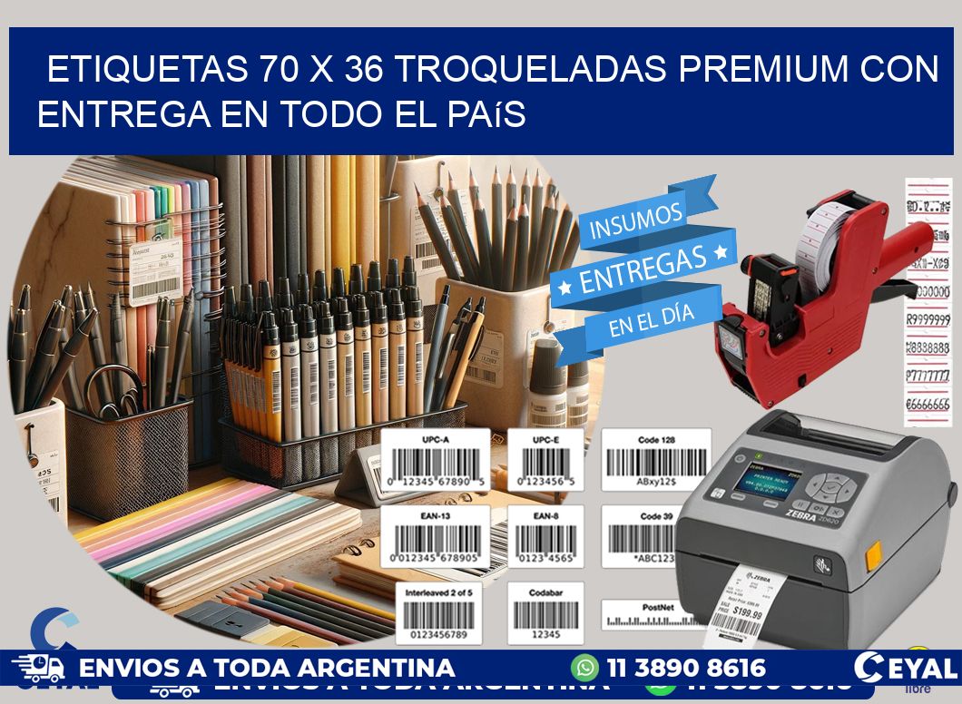 Etiquetas 70 x 36 troqueladas premium con entrega en todo el país