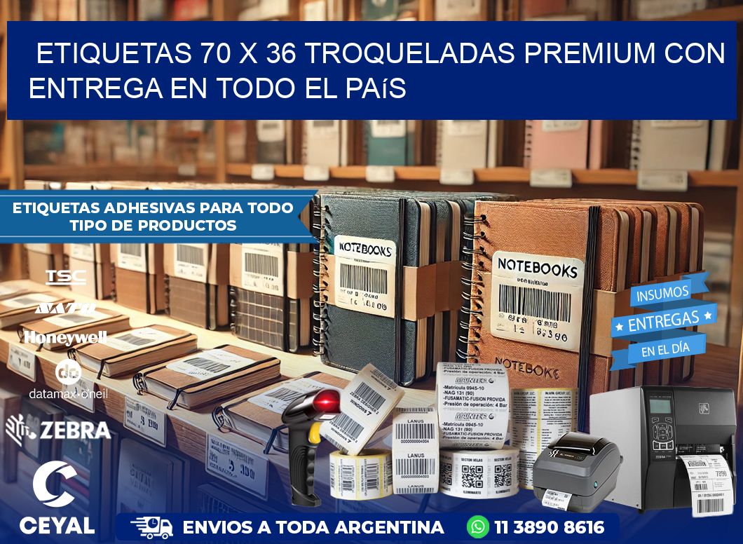 Etiquetas 70 x 36 troqueladas premium con entrega en todo el país