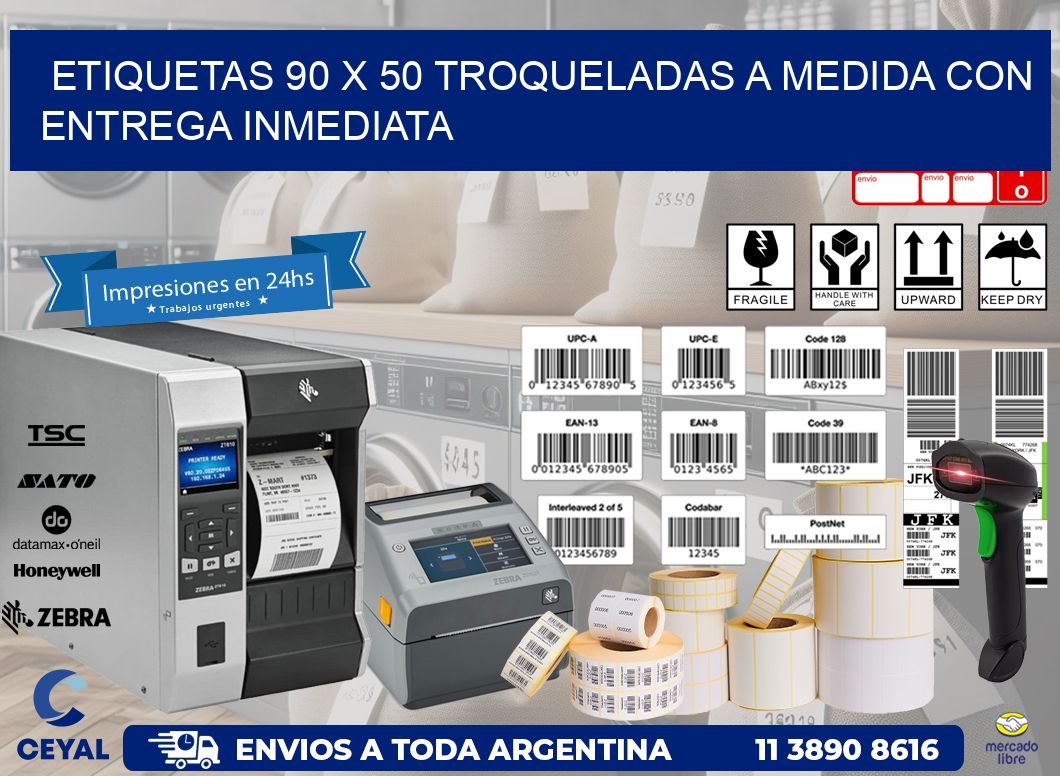 Etiquetas 90 x 50 troqueladas a medida con entrega inmediata