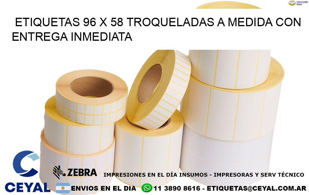 Etiquetas 96 x 58 troqueladas a medida con entrega inmediata