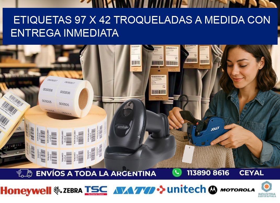Etiquetas 97 x 42 troqueladas a medida con entrega inmediata