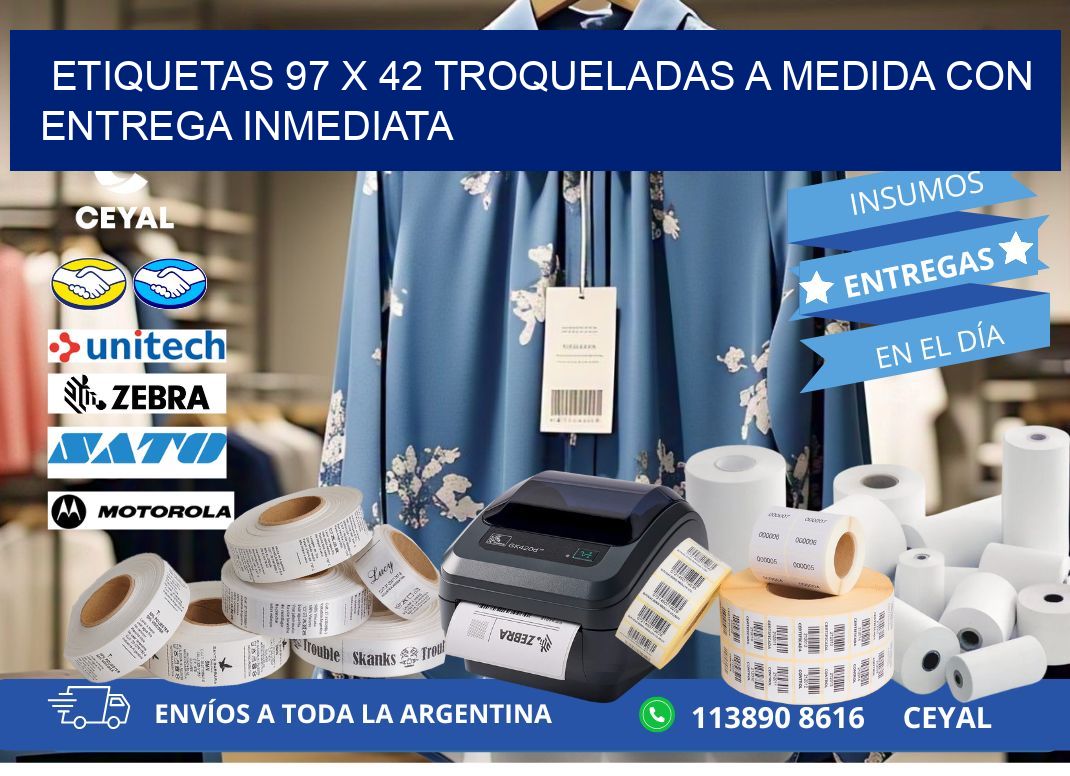 Etiquetas 97 x 42 troqueladas a medida con entrega inmediata