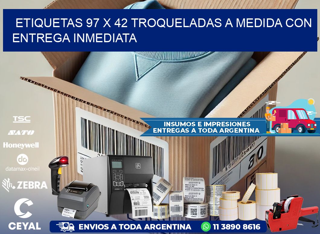 Etiquetas 97 x 42 troqueladas a medida con entrega inmediata