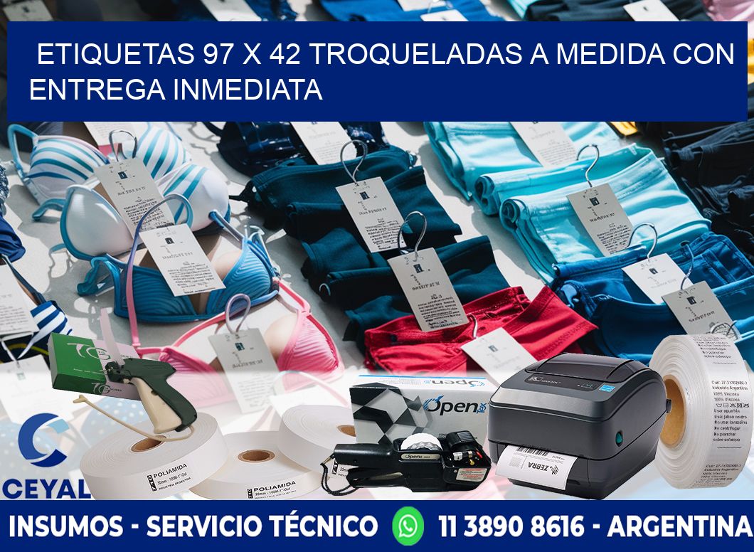 Etiquetas 97 x 42 troqueladas a medida con entrega inmediata