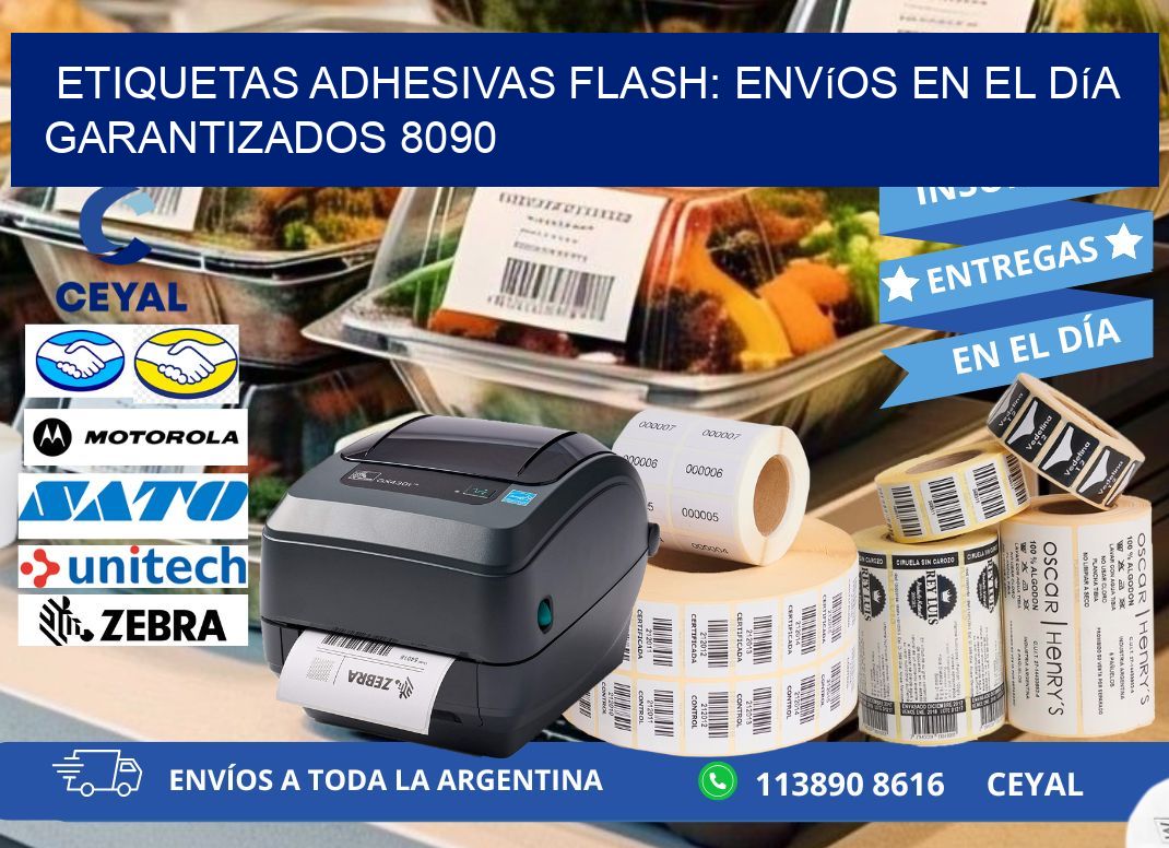Etiquetas adhesivas Flash: Envíos en el Día Garantizados 8090